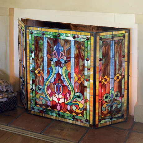 Product image for Handcrafted Stained Glass Fireplace Screen