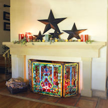 Alternate image for Handcrafted Stained Glass Fireplace Screen